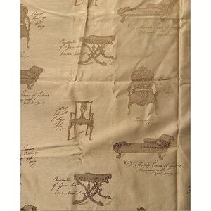 Vintage Fabric Remnant Embroidered Antique Chair text Gold Possible Silk 36”x55”